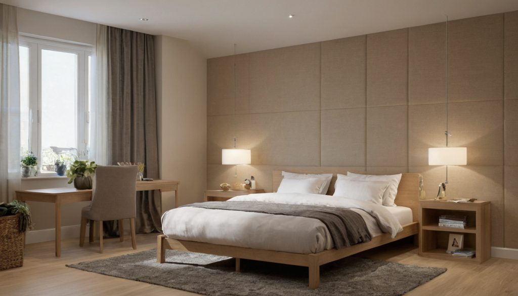 Practical visual for Acoustic wall panels reduce bedroom reverberation but do not automatically soundproof the wall
